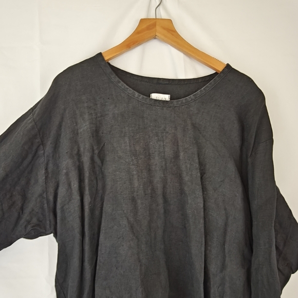 FLAX By Angelheart Vintage Linen Black Long Sleeve T-Shirt Size Large Women's - Picture 4 of 12